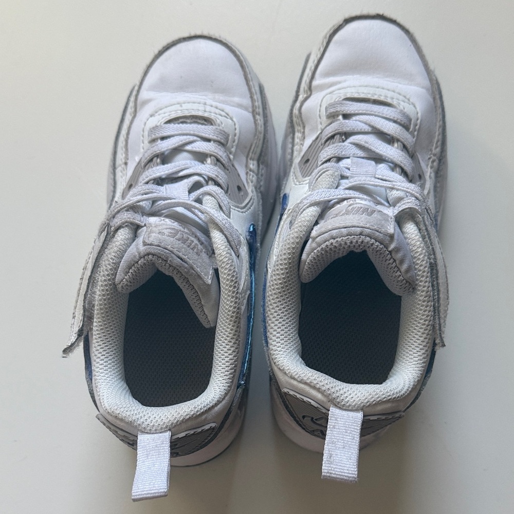 Nike Kids Sneakers Size 12C White Blue Swoosh Velcro Toddler Shoes - Picture 9 of 10